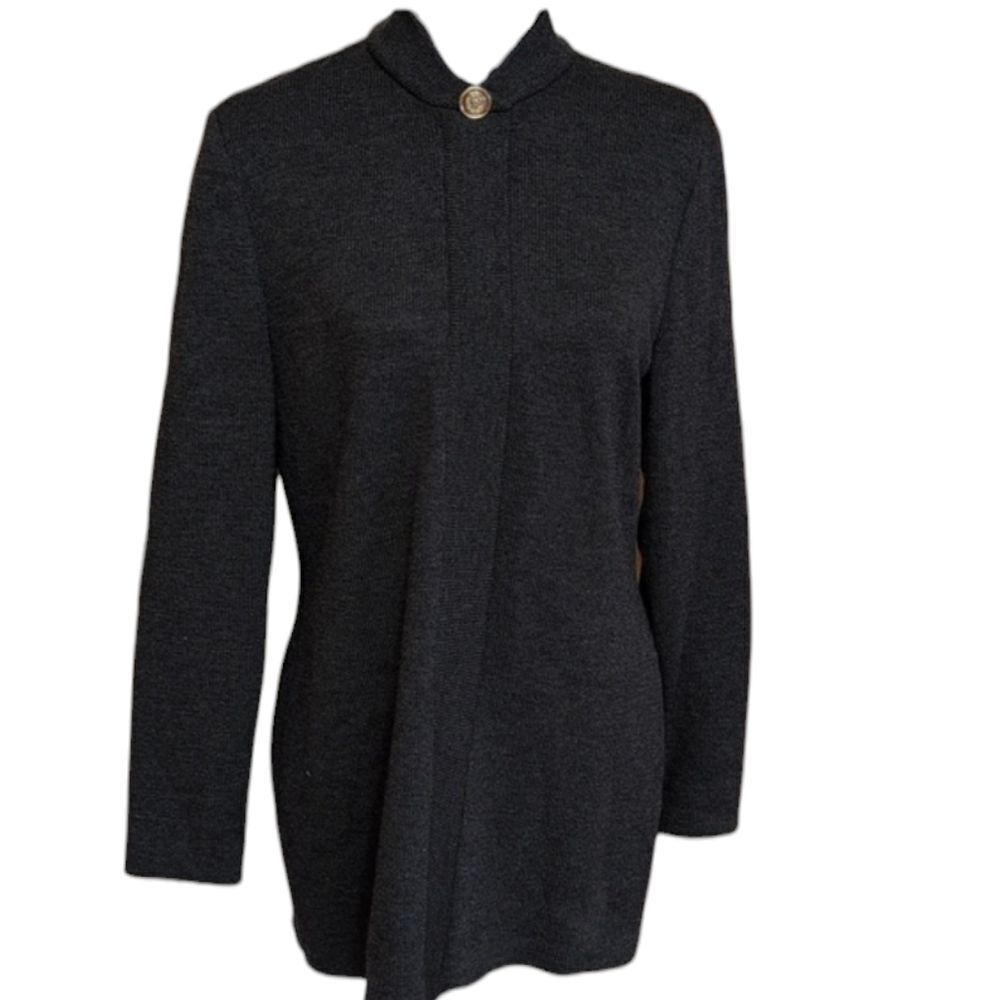 St. John Knit zip front jacket minimalist dark grey size 8